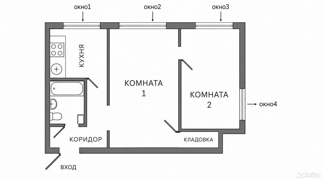 2-комнатная 39.7 м2 в ЖК undefined корпус null этаж 2