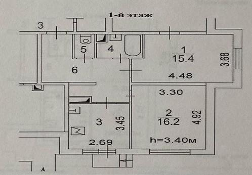 2-комнатная 65.5 м2 в ЖК undefined корпус null этаж 1
