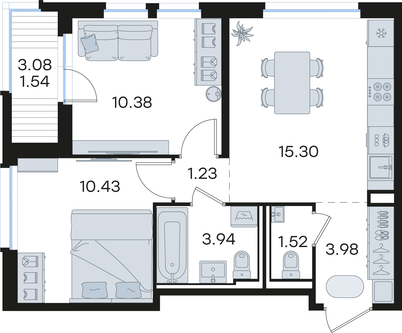 2-комнатная 48 м2 в ЖК Новинки корпус null этаж 8