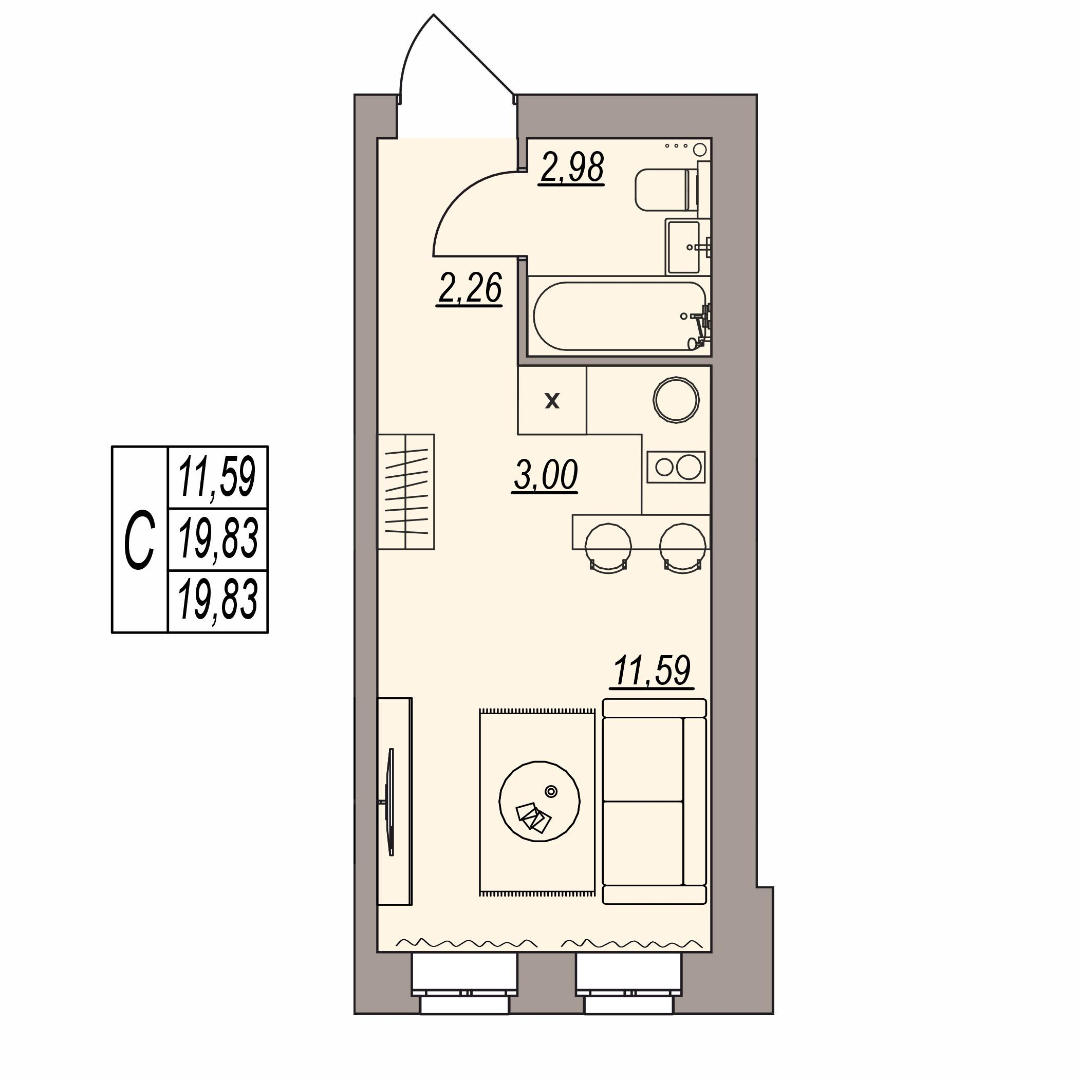 Студия 19 м2 в ЖК Герои поколений корпус null этаж 3