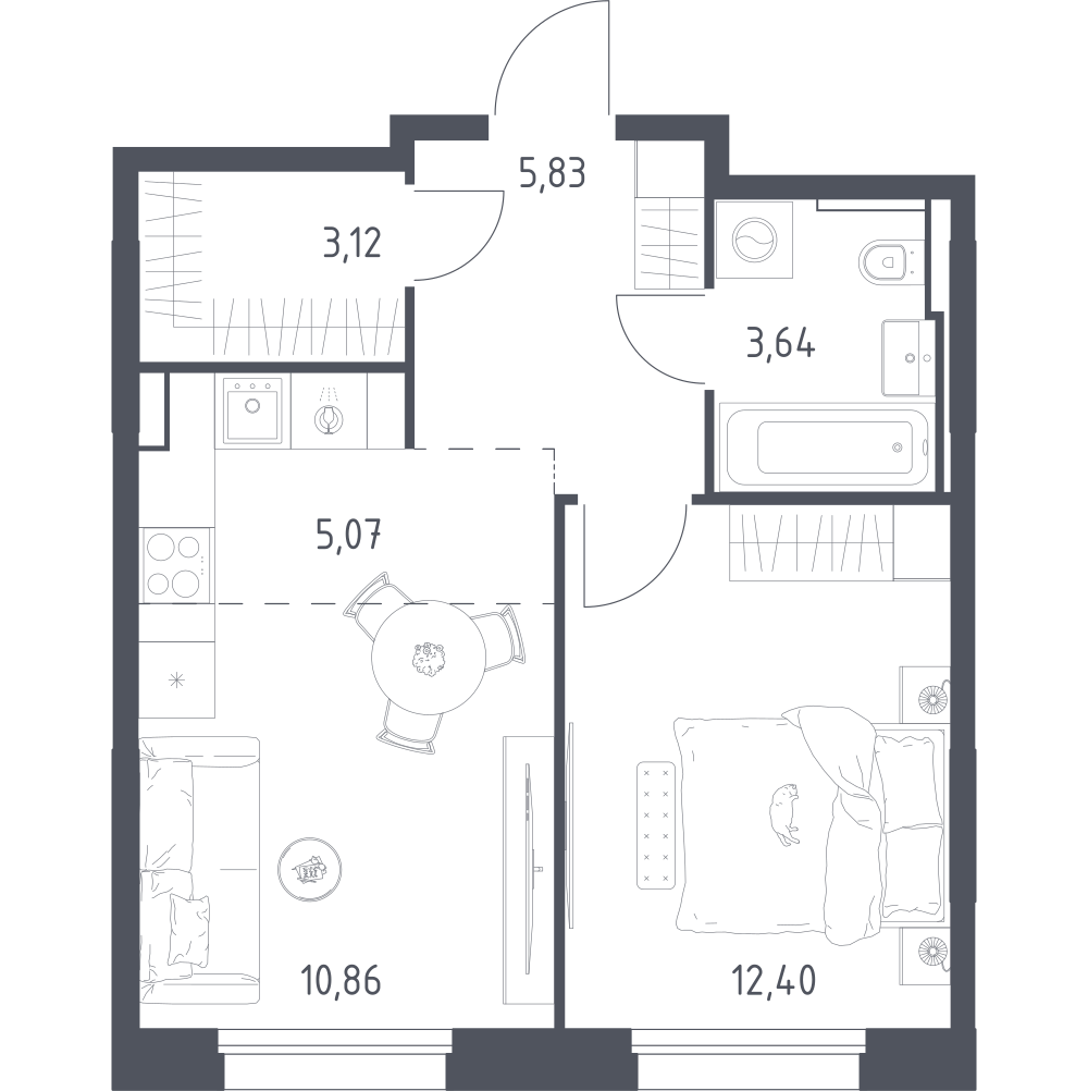 Студия 40 м2 в ЖК Заречье Парк корпус null этаж 8