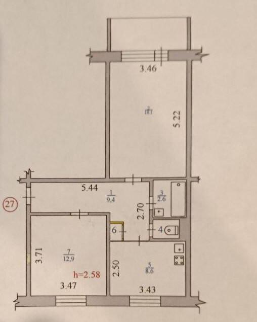 2-комнатная 54.5 м2 в ЖК undefined корпус null этаж 4