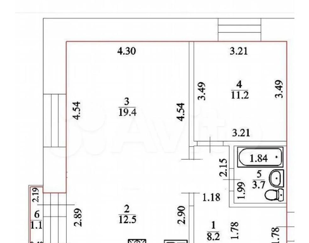 2-комнатная 58 м2 в ЖК undefined корпус null этаж 17