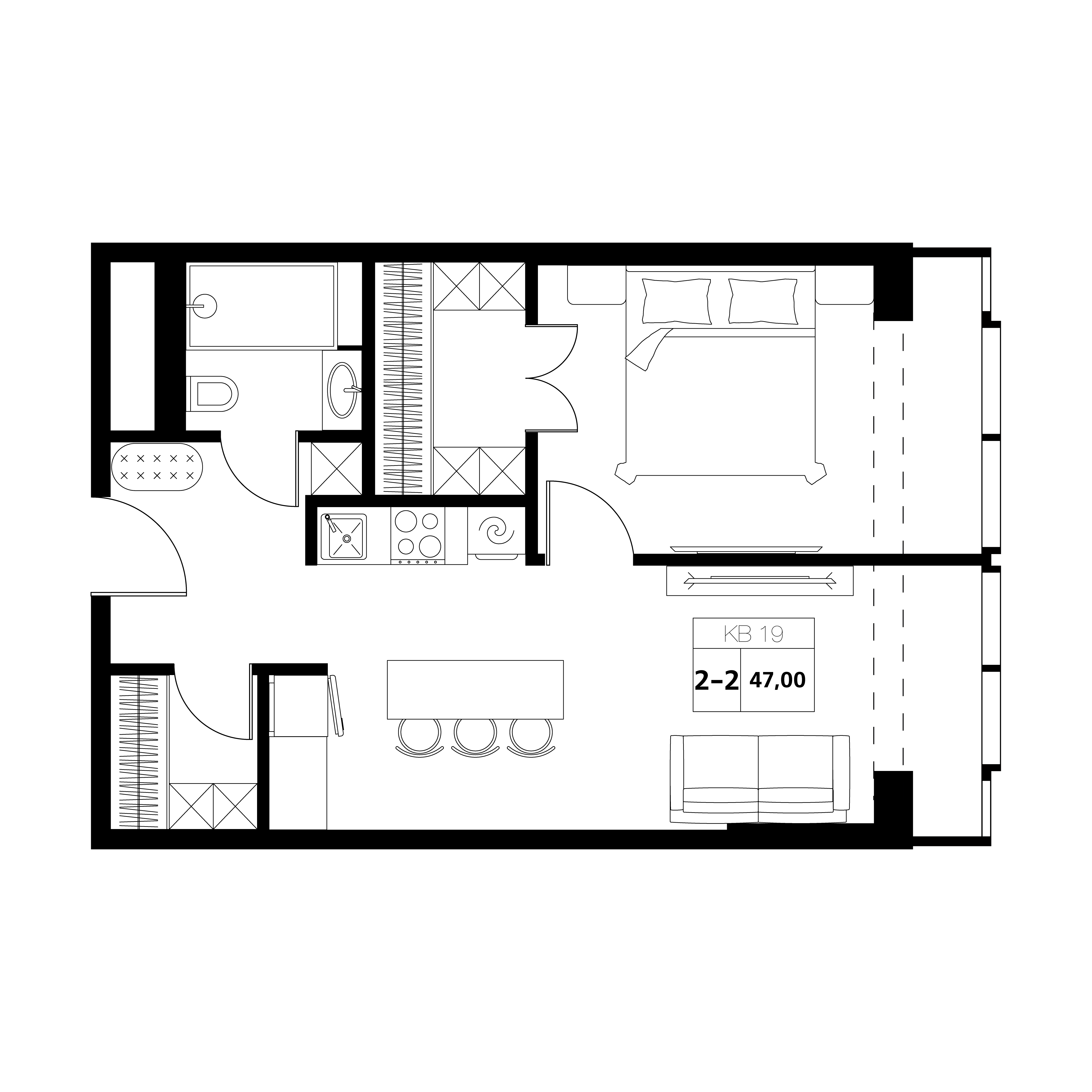 2-комнатная 47 м2 в ЖК Аксис Центр корпус null этаж 10