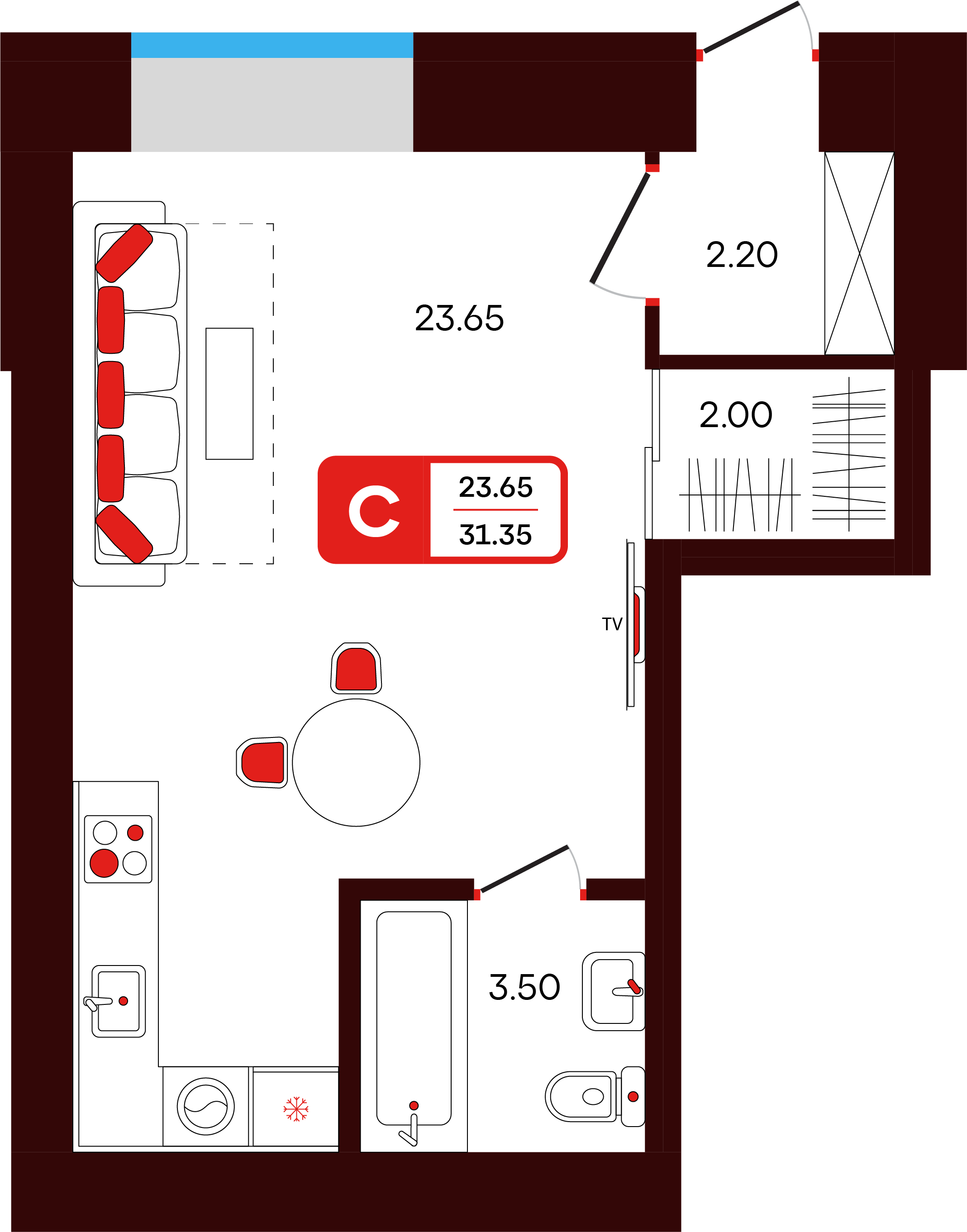 Студия 31 м2 в ЖК Тепло корпус null этаж 1