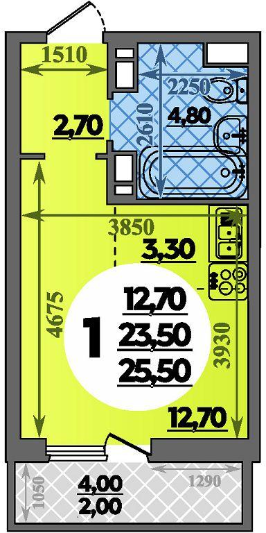 Студия 25 м2 в ЖК Парк у дома корпус null этаж 5
