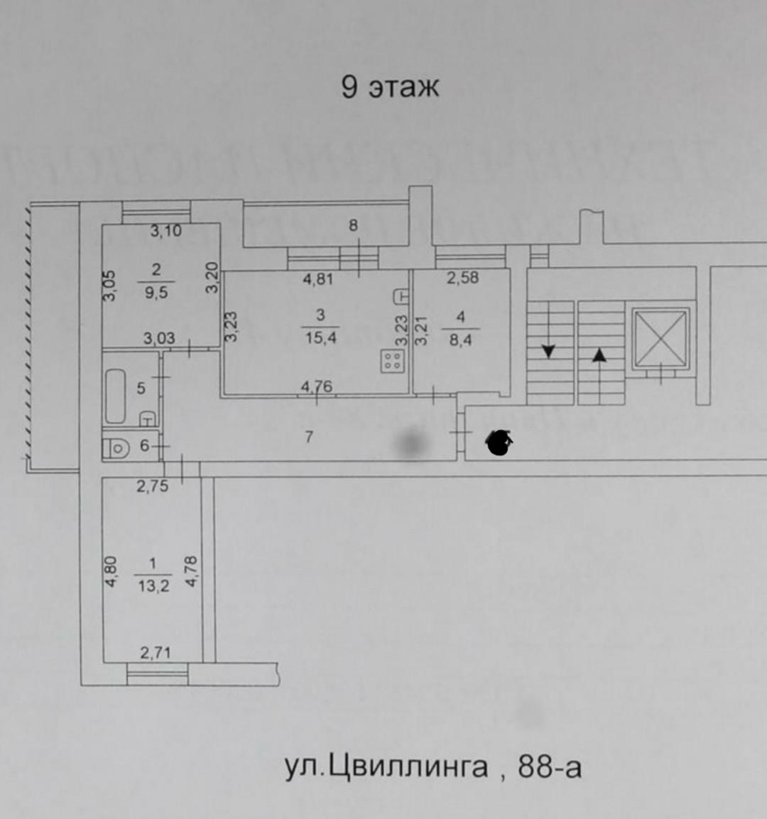 3-комнатная 62.2 м2 в ЖК undefined корпус null этаж 9