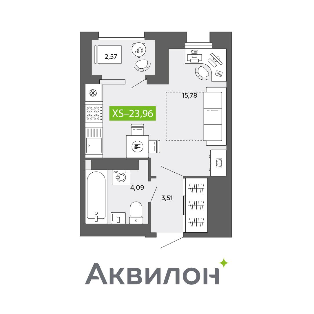 Студия 23 м2 в ЖК Аквилон CITY Towers корпус null этаж 14