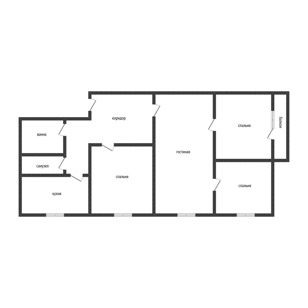 4-комнатная 62.5 м2 в ЖК undefined корпус null этаж 3