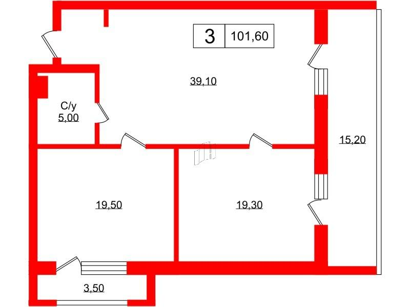 2-комнатная 99 м2 в ЖК Princesse Royal корпус null этаж 5