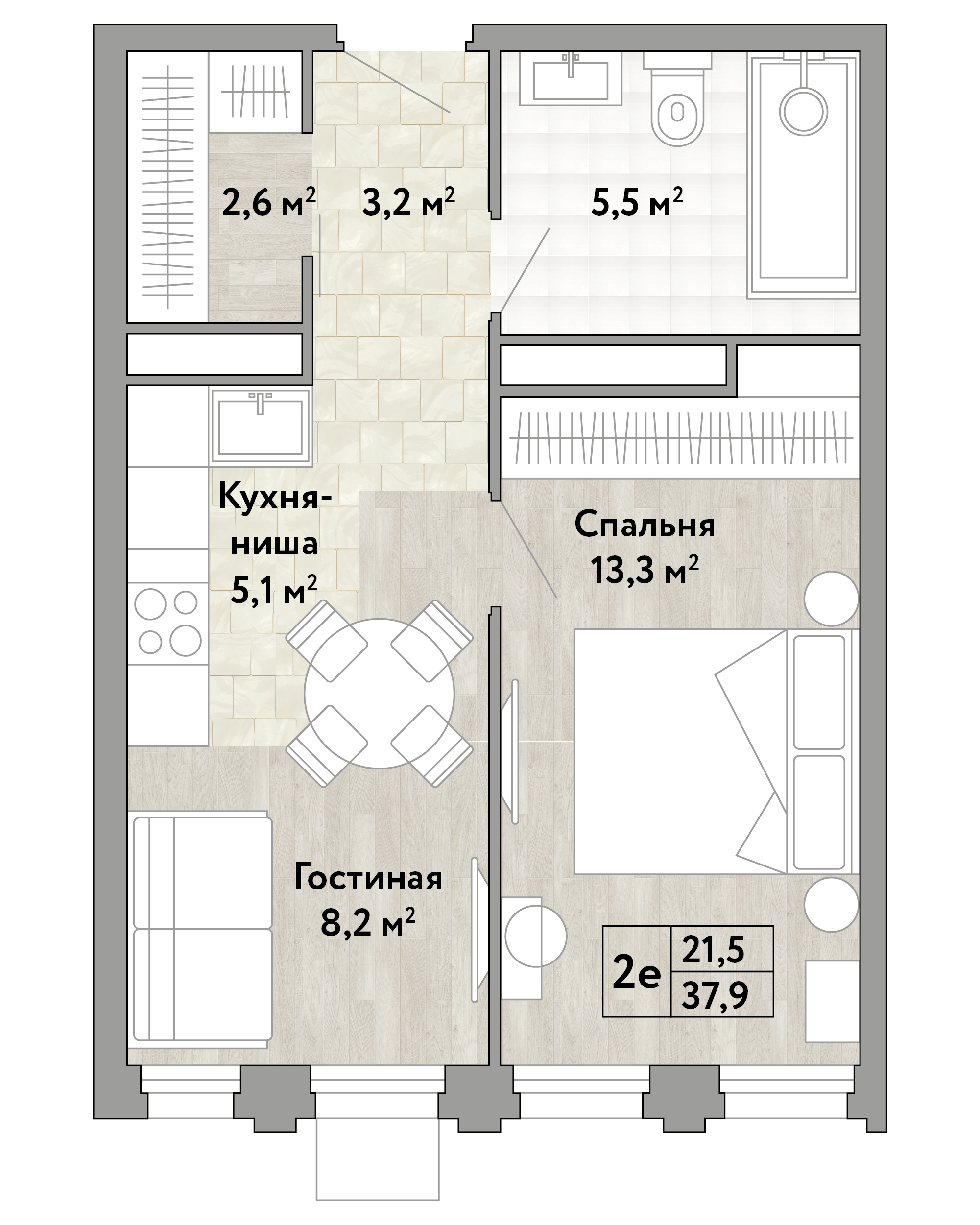 Студия 37 м2 в ЖК Новые Смыслы корпус null этаж 27