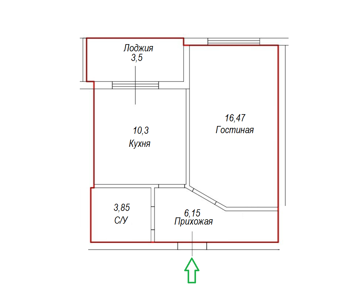 1-комнатная 36.8 м2 в ЖК undefined корпус null этаж 1