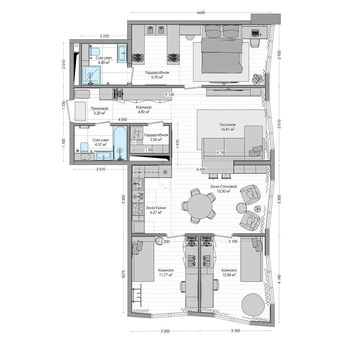 5-комнатная 103 м2 в ЖК R4 корпус null этаж 12