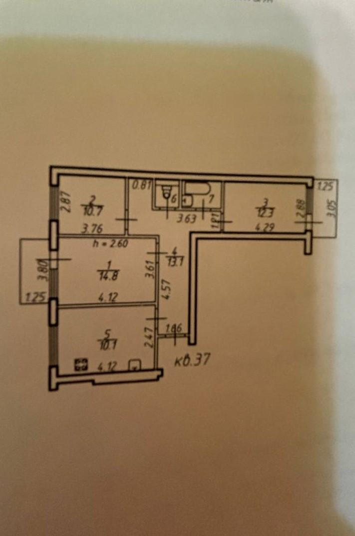 3-комнатная 64.7 м2 в ЖК undefined корпус null этаж 5