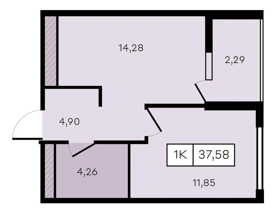 Студия 37.6 м2 в ЖК undefined корпус null этаж 4
