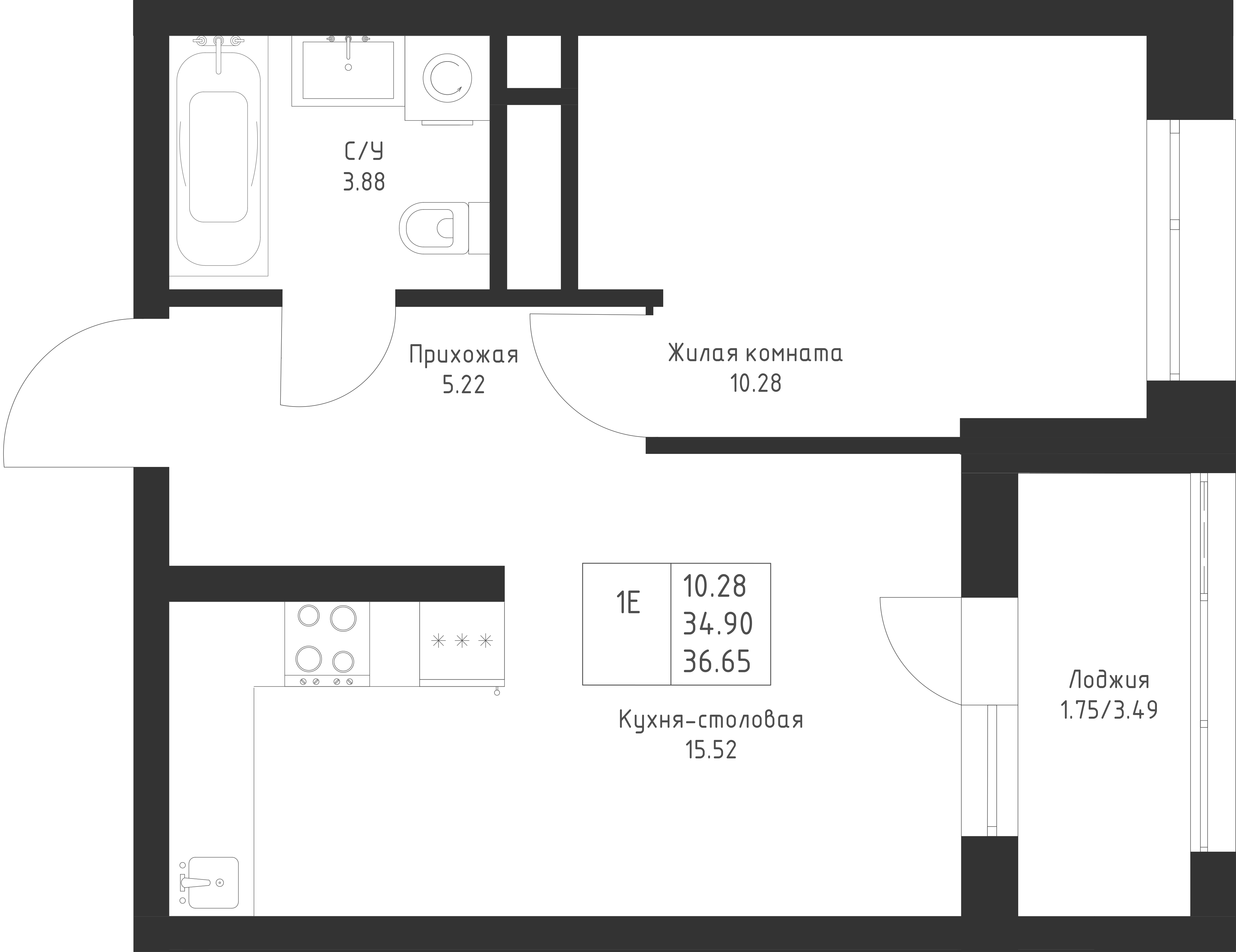 Студия 36 м2 в ЖК Мой Ритм корпус null этаж 13
