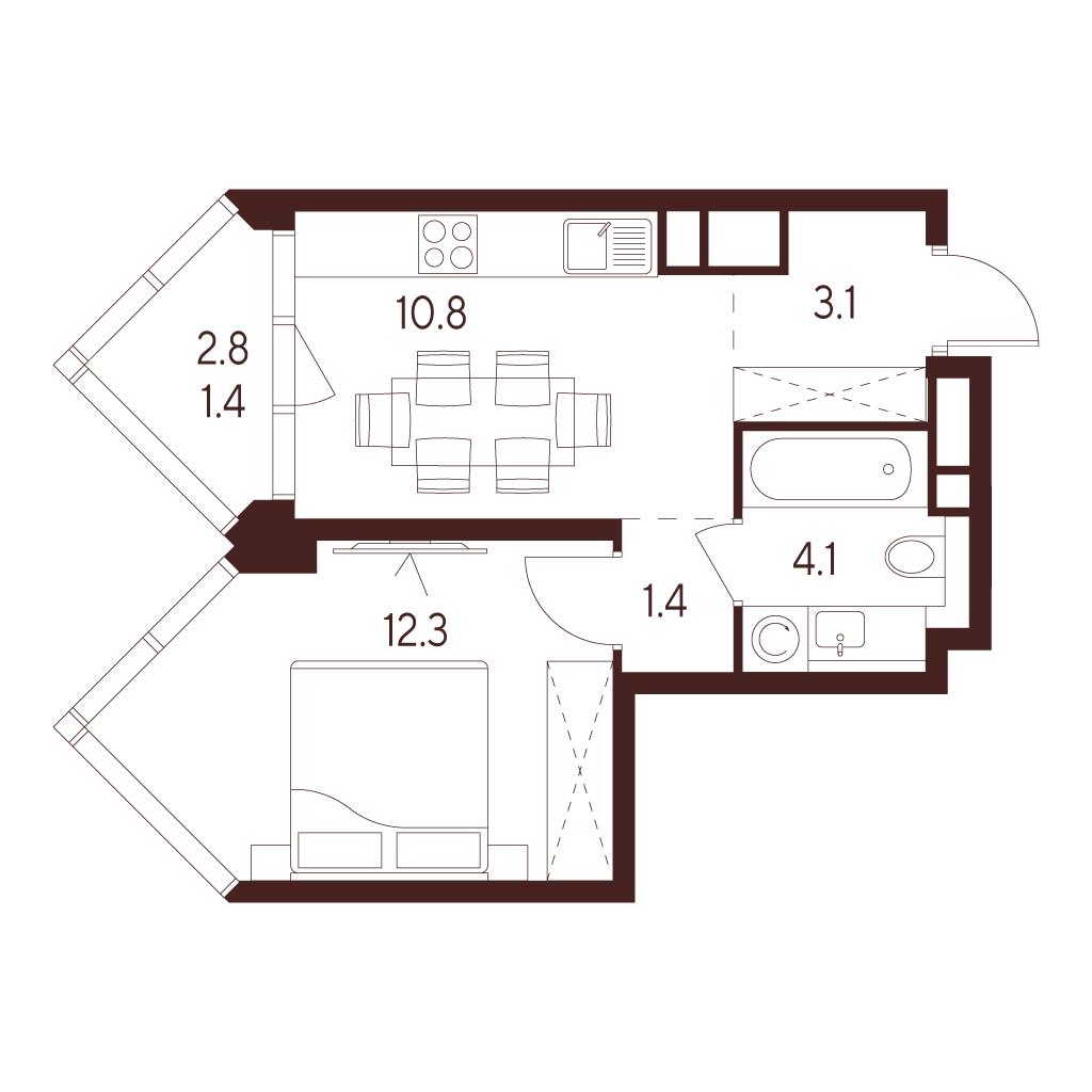 1-комнатная 33 м2 в ЖК Indy Towers корпус null этаж 26