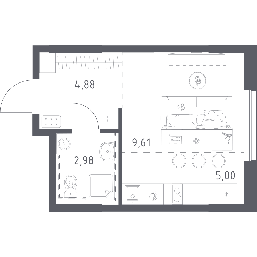 Студия 22 м2 в ЖК Урбан Мартен корпус null этаж 12