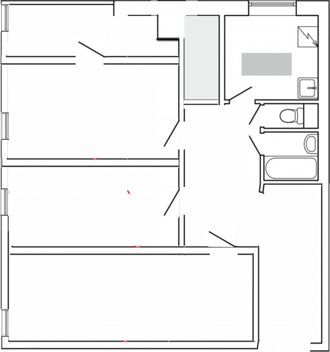 4-комнатная 62 м2 в ЖК undefined корпус null этаж 1
