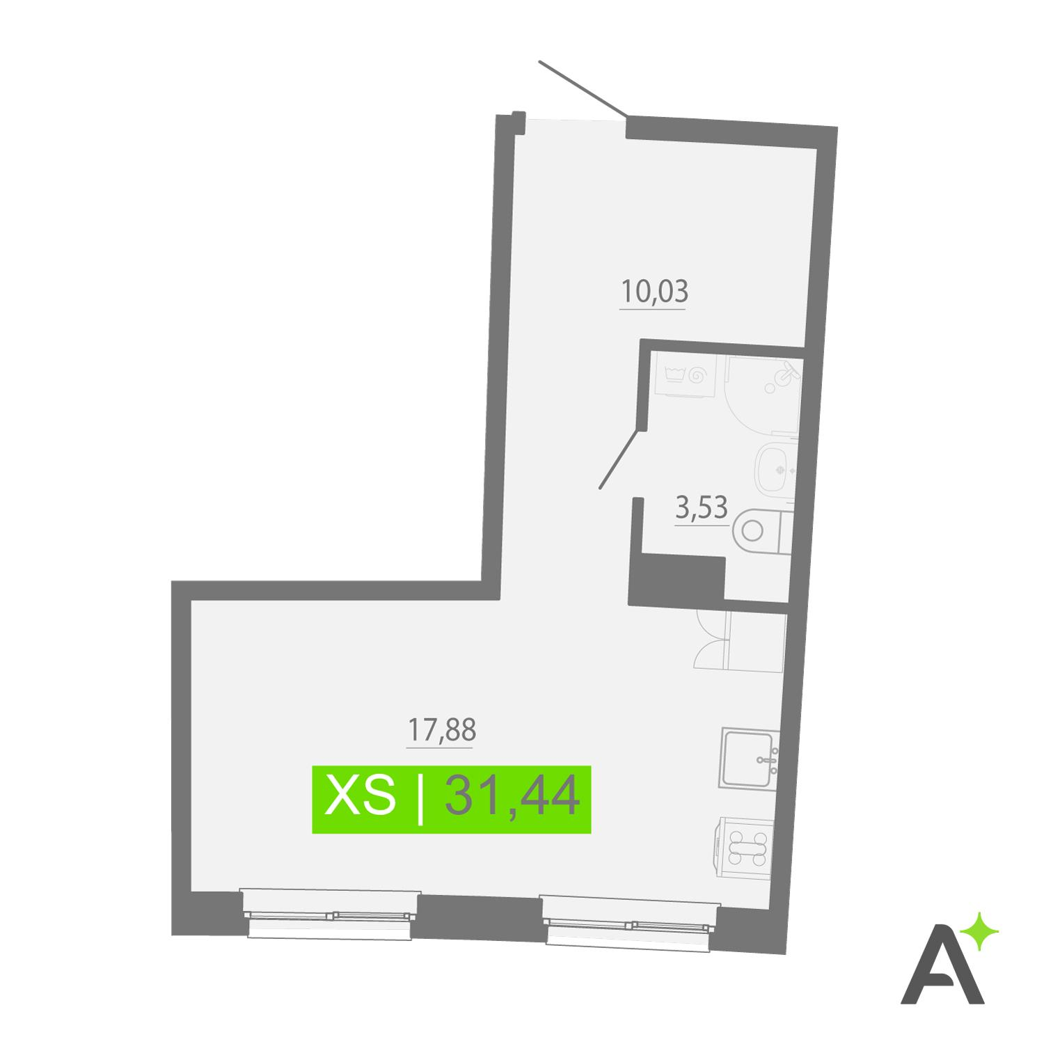 Студия 31 м2 в ЖК Аквилон Рива корпус null этаж 3