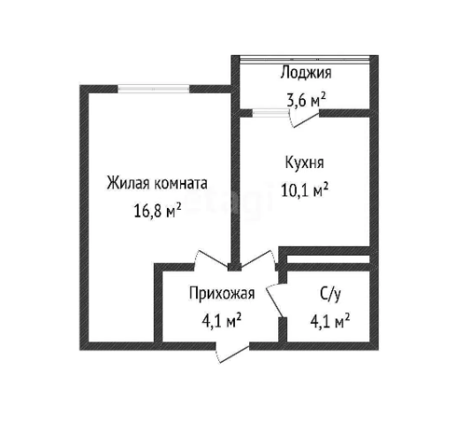1-комнатная 39.2 м2 в ЖК undefined корпус null этаж 12