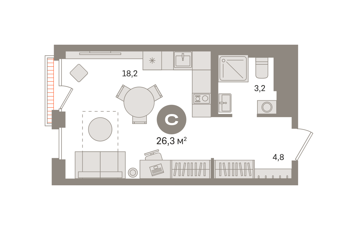 Студия 26 м2 в ЖК Квартал Герцена корпус null этаж 12