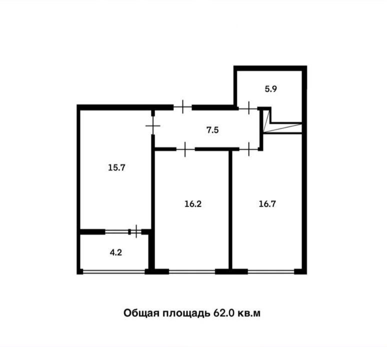 2-комнатная 62 м2 в ЖК undefined корпус null этаж 6
