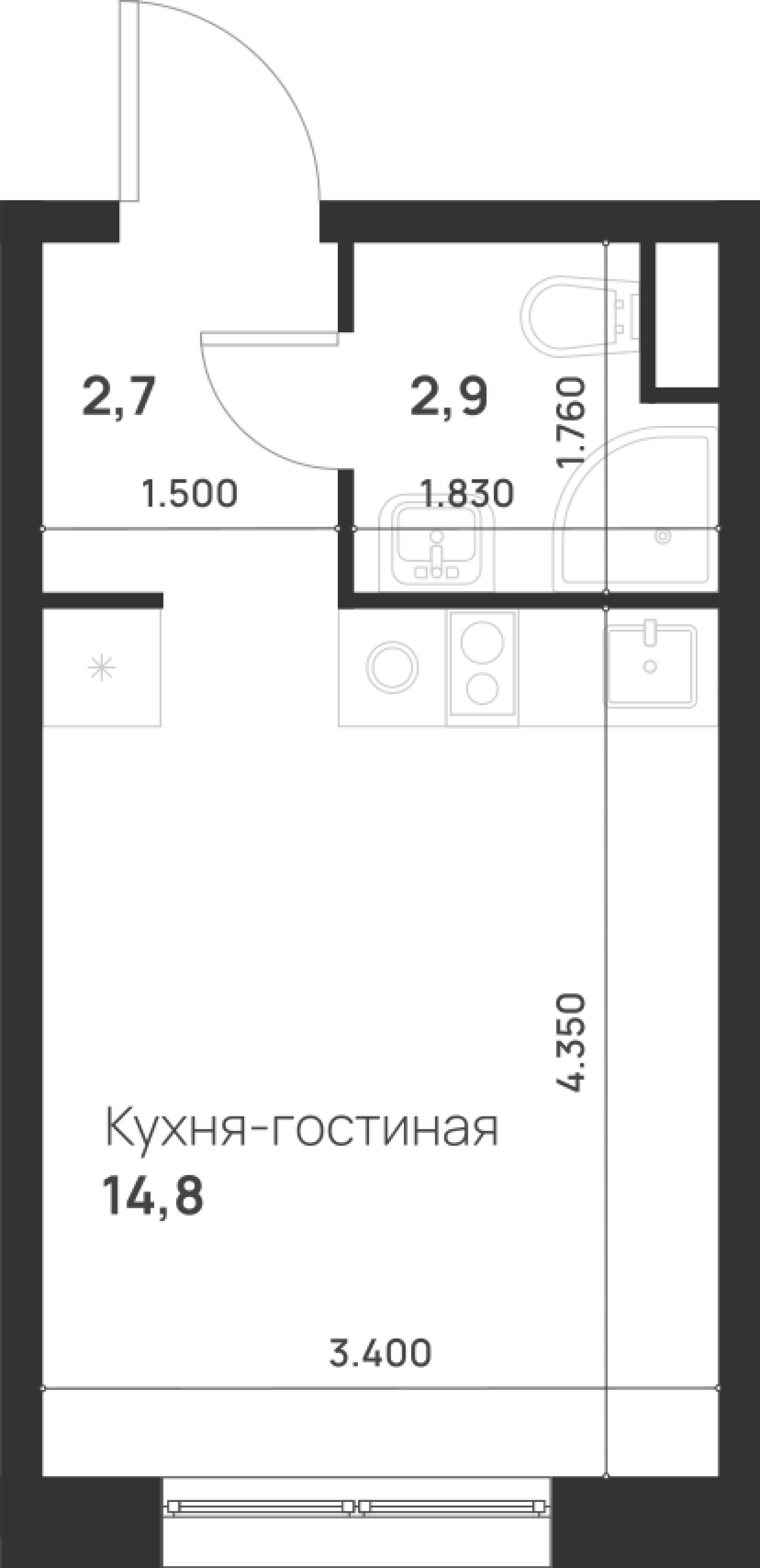 Студия 20 м2 в ЖК Форевиль корпус null этаж 5