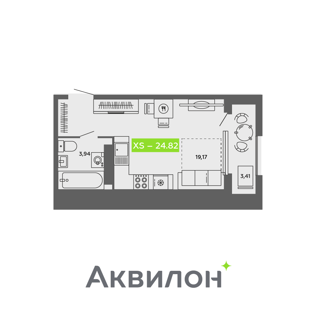 Студия 24 м2 в ЖК Аквилон CITY Towers корпус null этаж 15