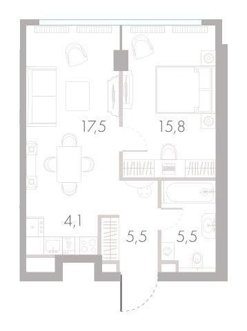 2-комнатная 47 м2 в ЖК River Park Towers Кутузовский корпус null этаж 10