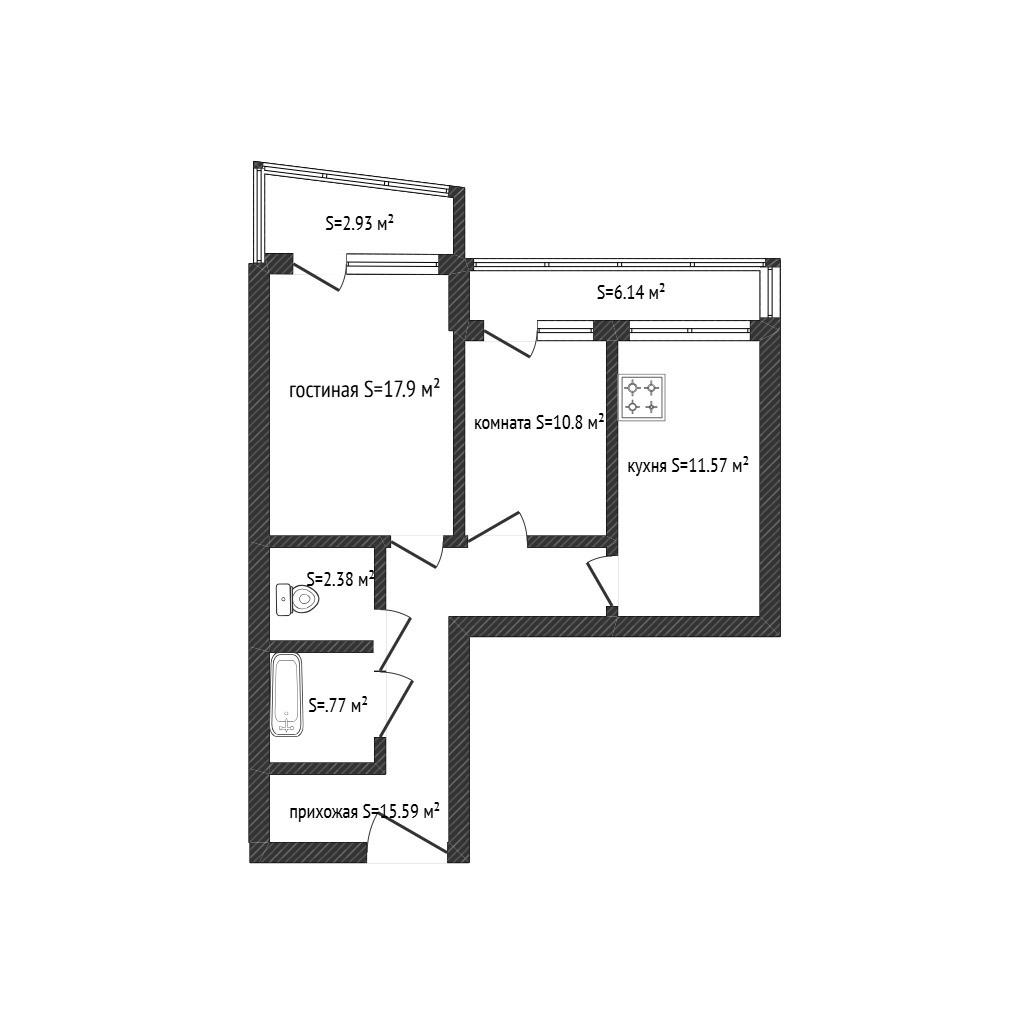 2-комнатная 68.5 м2 в ЖК undefined корпус null этаж 8