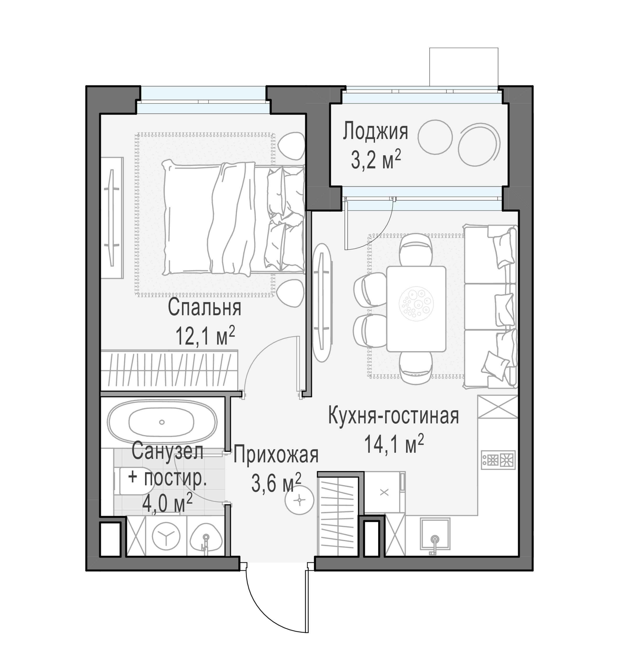 2-комнатная 33 м2 в ЖК Жилой квартал «Новое Медведково» корпус null этаж 8