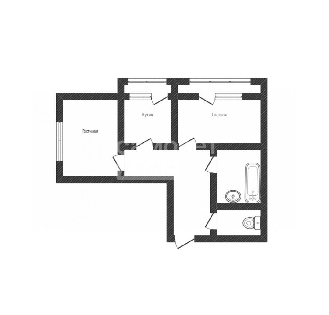 2-комнатная 54.2 м2 в ЖК undefined корпус null этаж 8