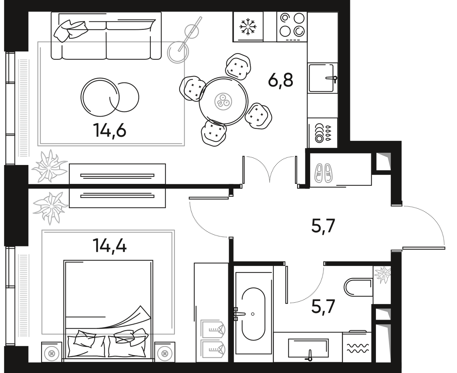 2-комнатная 47 м2 в ЖК Pride корпус null этаж 15