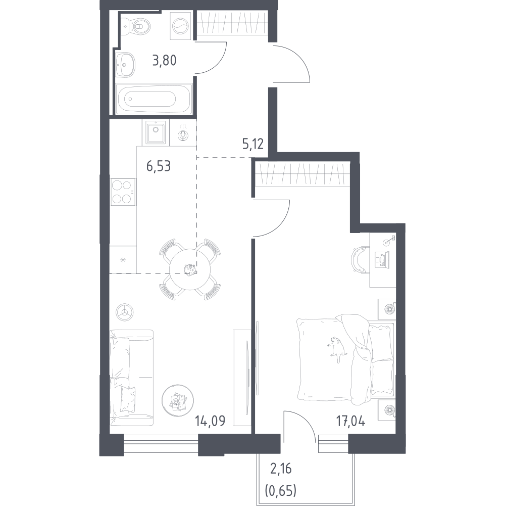 Студия 47 м2 в ЖК Рябиновая Роща корпус null этаж 13