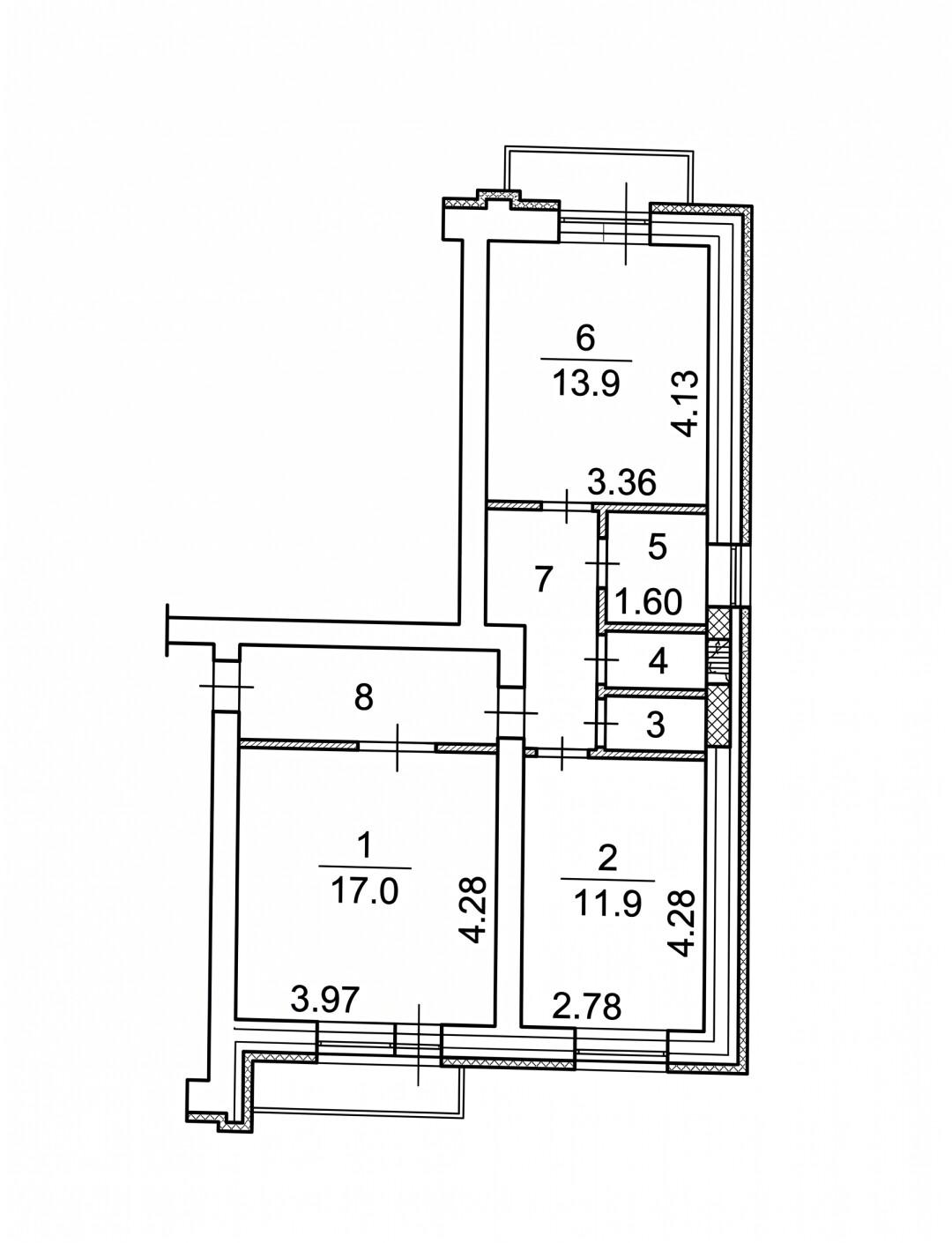2-комнатная 59.4 м2 в ЖК undefined корпус null этаж 2