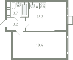 1-комнатная 40 м2 в ЖК Ново-Молоково корпус null этаж 8