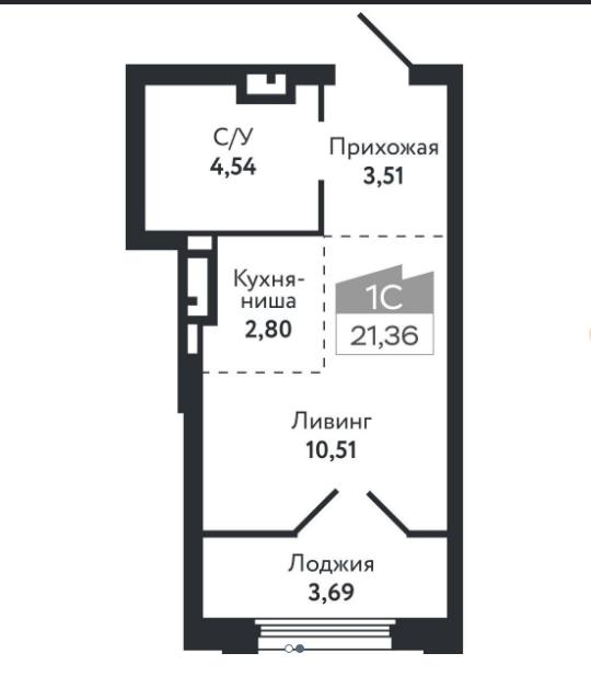 Студия 21.4 м2 в ЖК undefined корпус null этаж 15