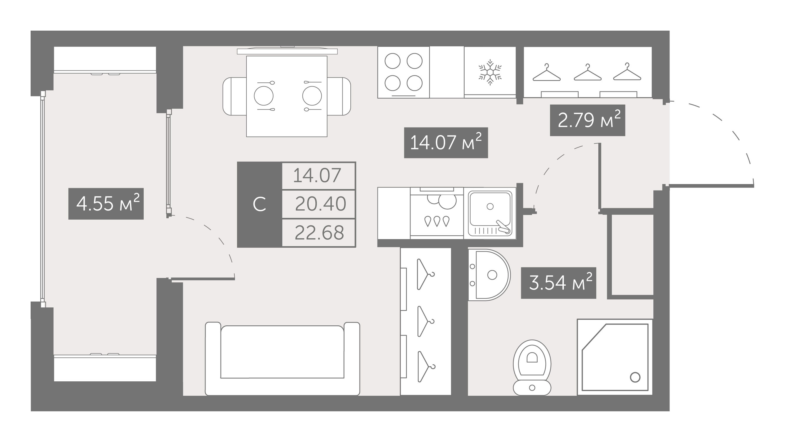 Студия 22 м2 в ЖК UP-квартал Новый Московский корпус null этаж 6
