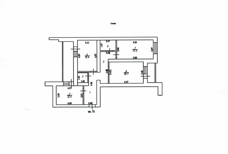 3-комнатная 87.3 м2 в ЖК undefined корпус null этаж 2