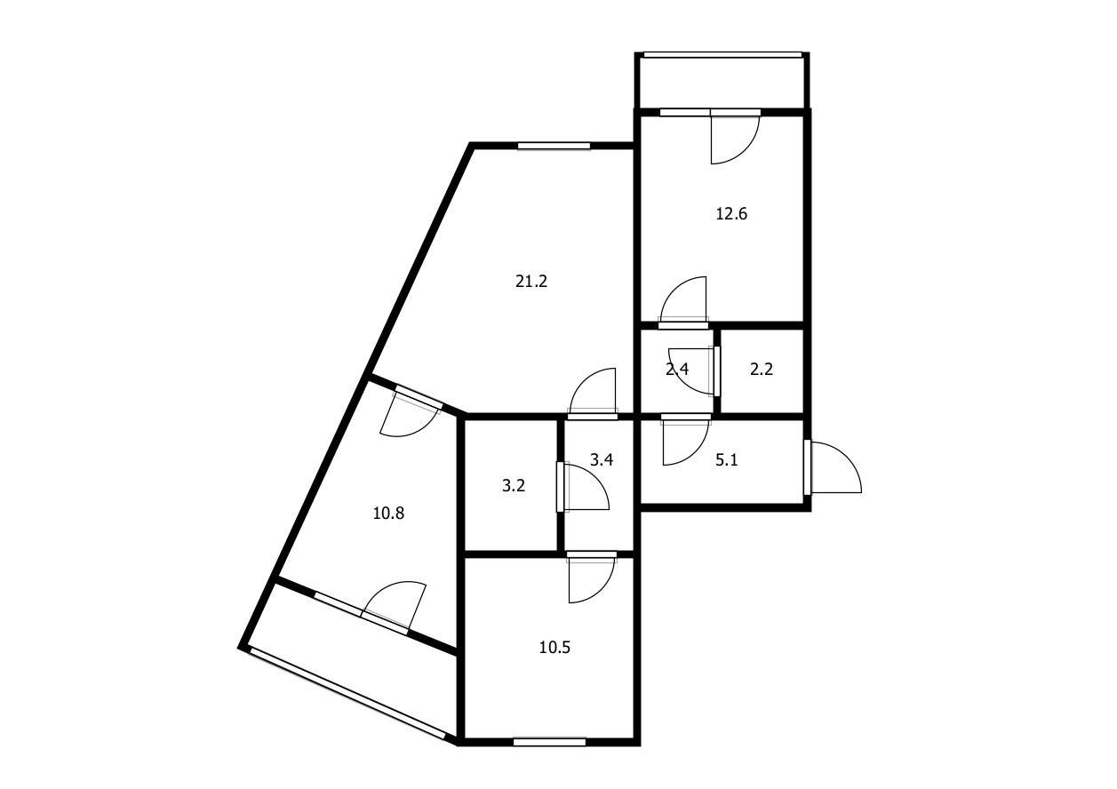 3-комнатная 71.4 м2 в ЖК undefined корпус null этаж 12