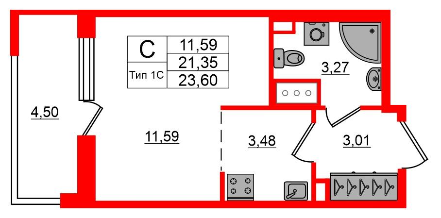 Студия 21 м2 в ЖК Setl Ривьера корпус null этаж 9