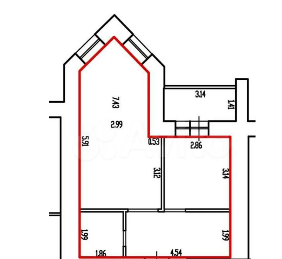 1-комнатная 43.3 м2 в ЖК undefined корпус null этаж 10