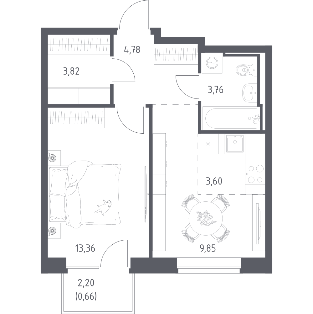 Студия 39 м2 в ЖК Живи! В Рыбацком корпус null этаж 21