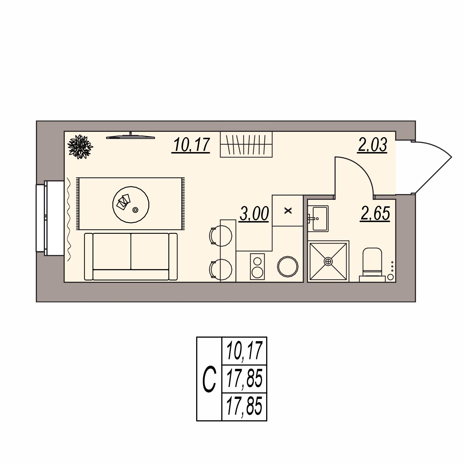 Студия 17 м2 в ЖК Герои поколений корпус null этаж 2