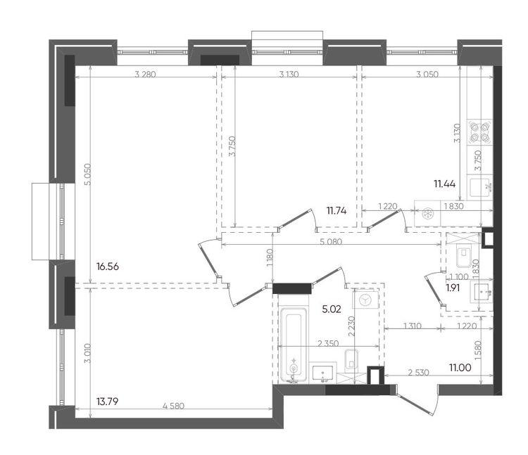 3-комнатная 71 м2 в ЖК Вознесенский Квартал корпус null этаж 12