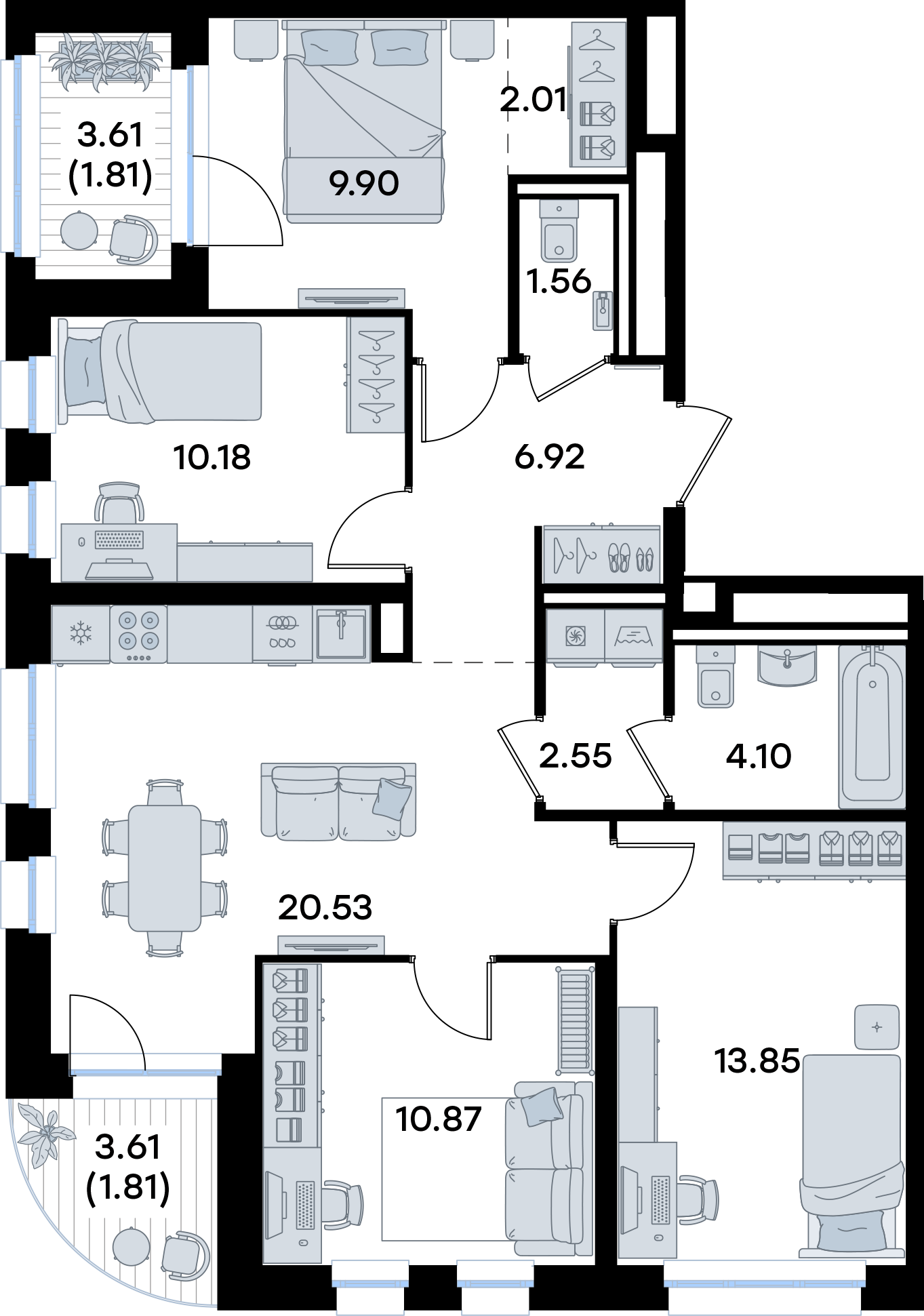 4-комнатная 86 м2 в ЖК Экосити корпус null этаж 4