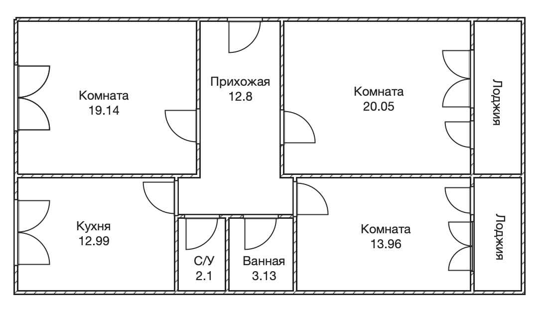 3-комнатная 84.2 м2 в ЖК undefined корпус null этаж 5