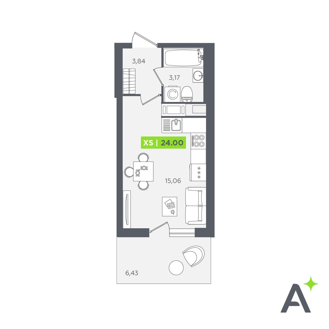 Студия 22 м2 в ЖК Аквилон STORIES корпус null этаж 9