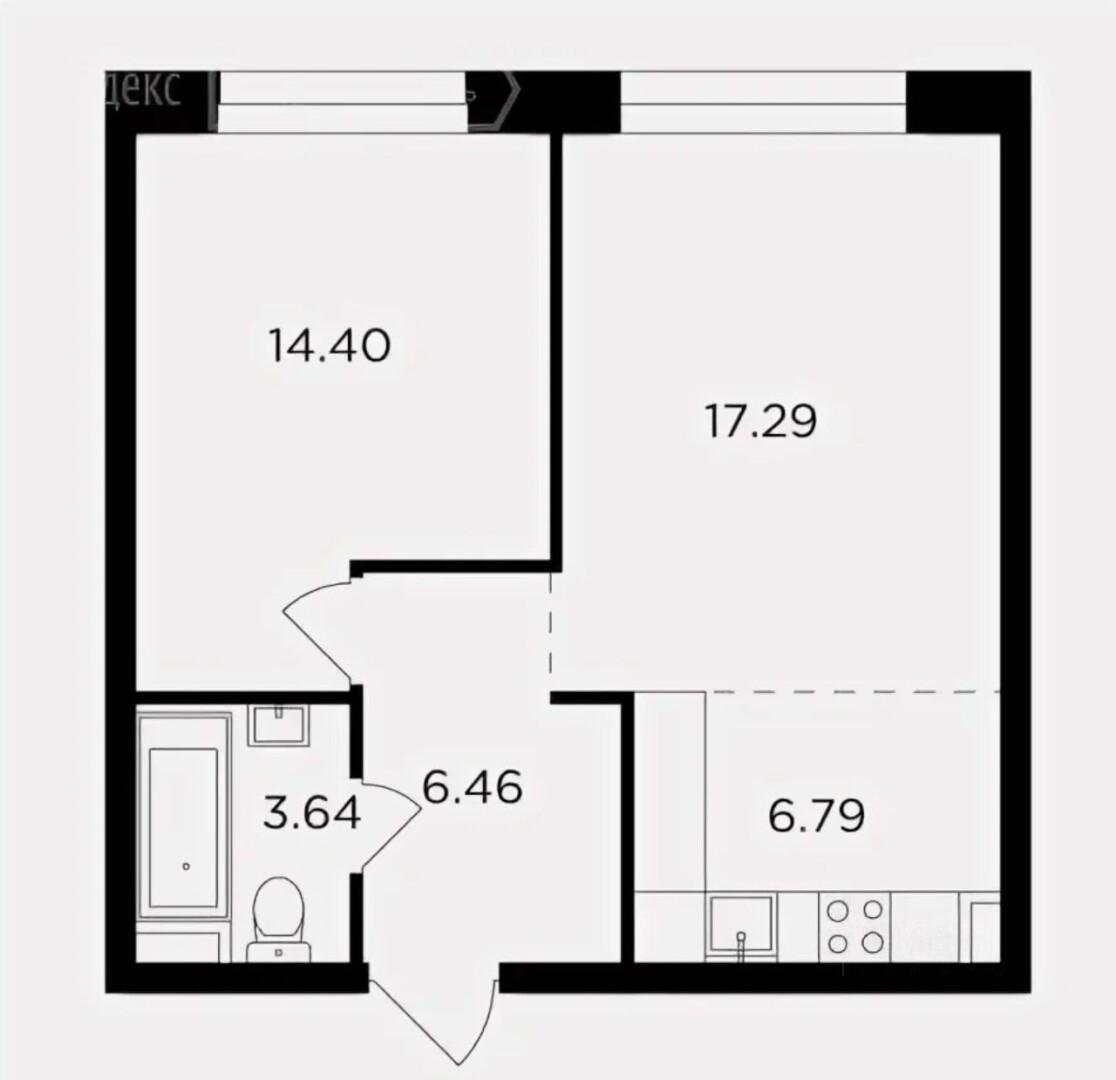 2-комнатная 48.9 м2 в ЖК undefined корпус null этаж 5